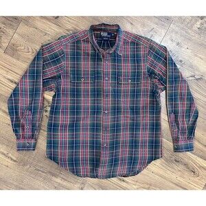 Vintage Ralph Lauren Button Down Shirt Mens Large Multicolor Plaid, 1990s, Pony